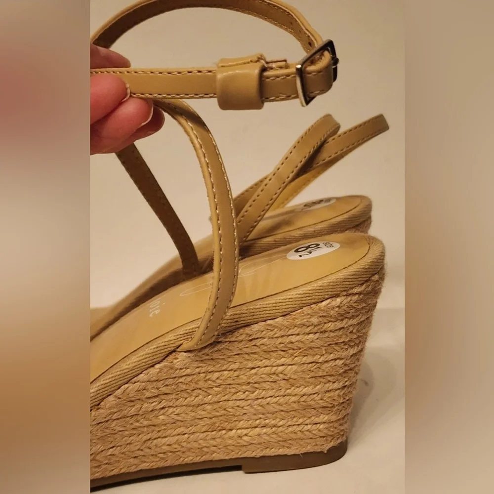 Joie Lila Wedge Leather Sandals Women’s Tan Size 8.5